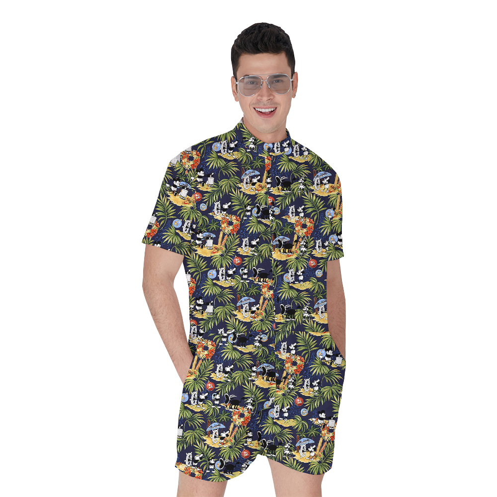 Funny Mickey Steamboat Willie Movie Tropical Hawaiian Romper For Men - variant image 1