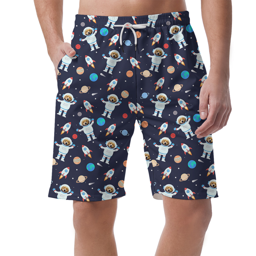 Starry Sky Dog Custom Hawaiian Men Short With Dog Face - variant image 1