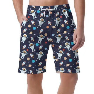Starry Sky Dog Custom Hawaiian Men Short With Dog Face