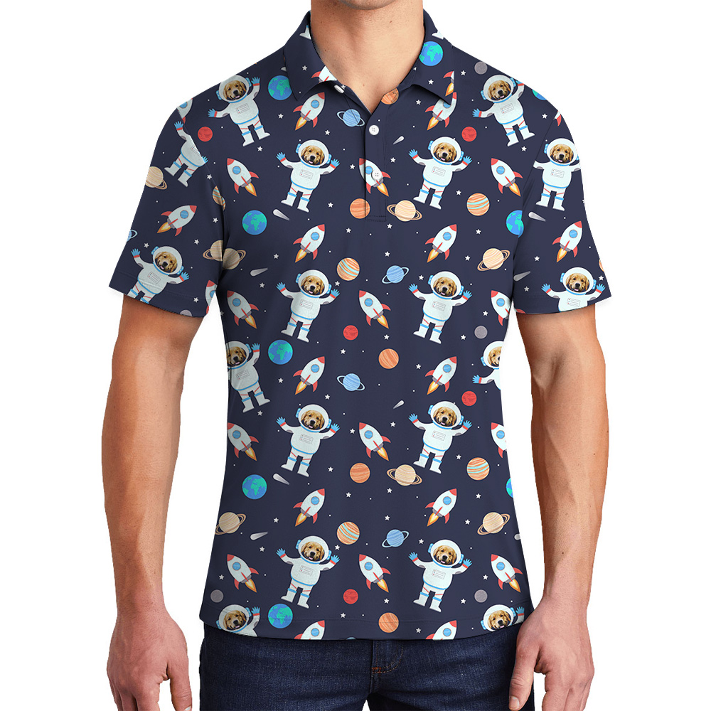 Galactic Getaway Dog Custom Hawaiian Men Polo Shirt With Dog Face - variant image 1