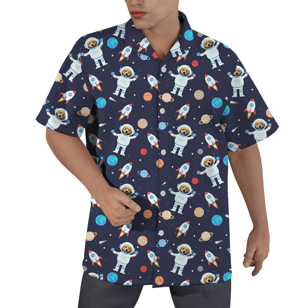 UFO Pooch Party Custom Hawaiian Men Shirt With Dog Face - variant image 1
