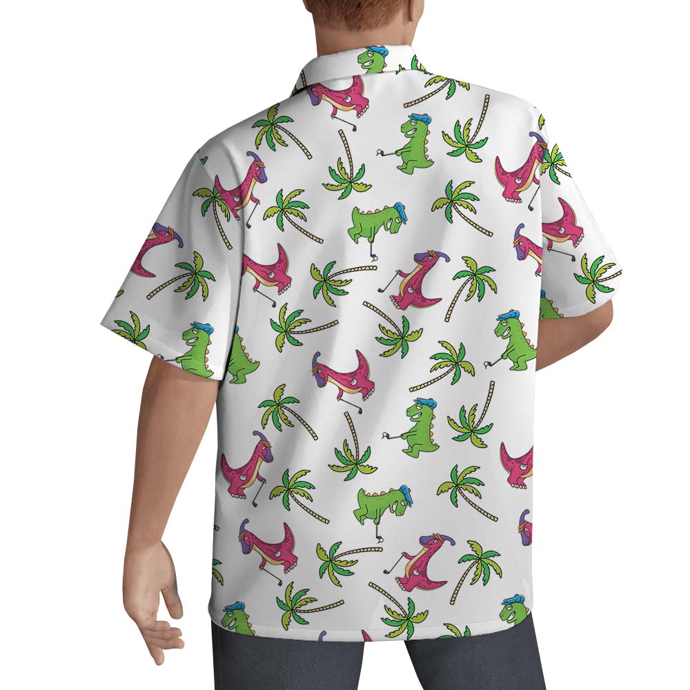 Summer Golf Dinosaur Men Hawaiian Shirt