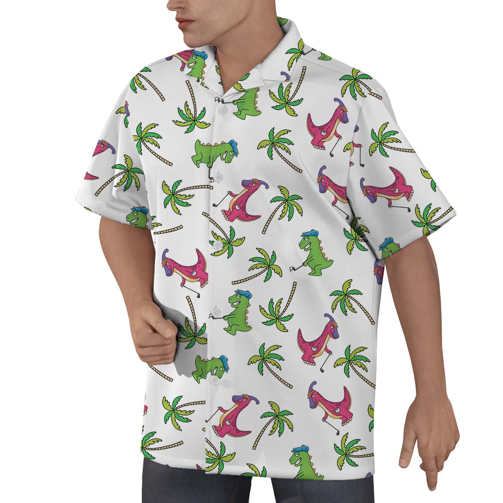 Summer Golf Dinosaur Men Hawaiian Shirt