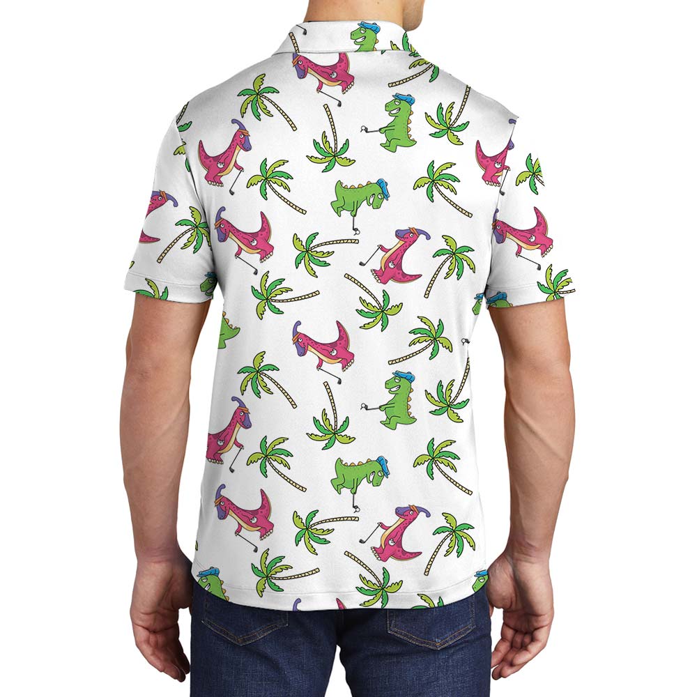 Cute Dinosaur Golf Aloha Men's Polo
