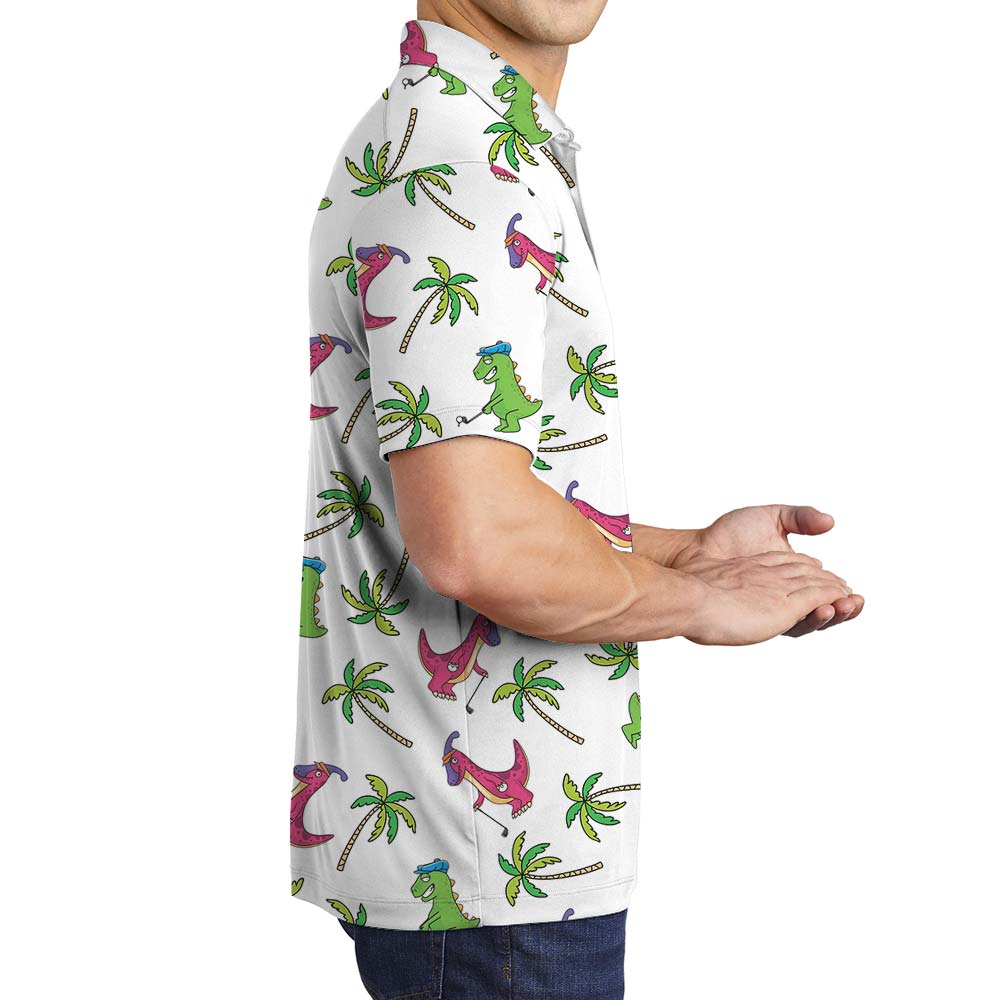 Cute Dinosaur Golf Aloha Men's Polo