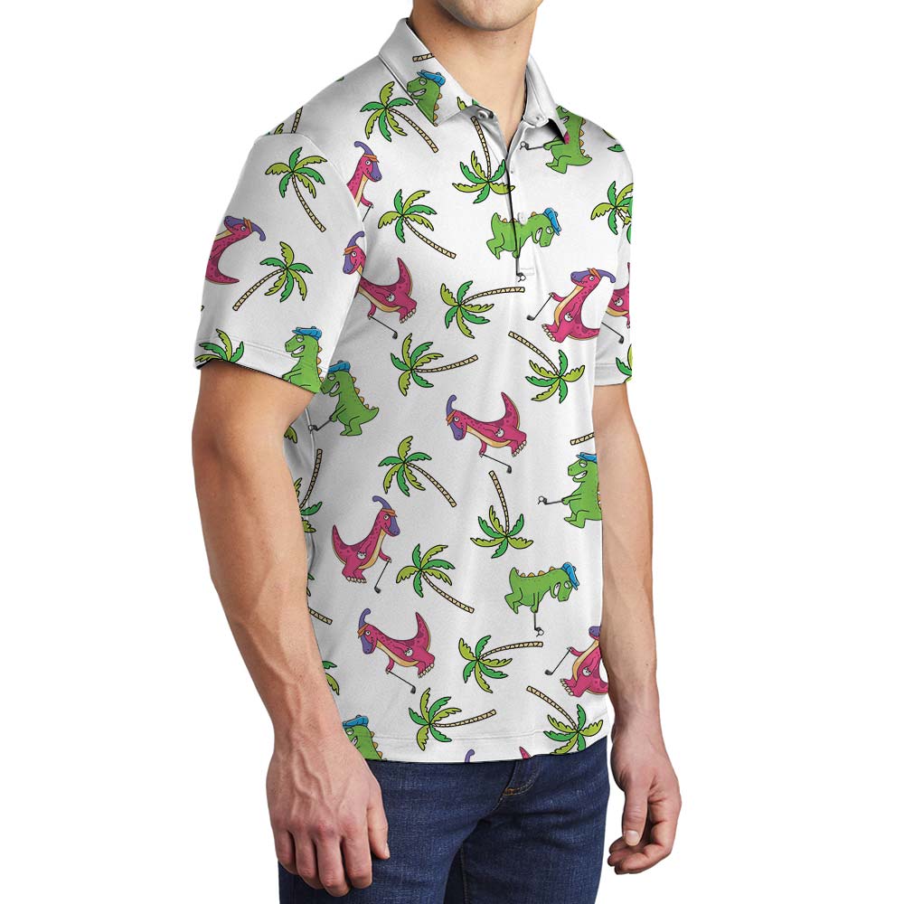 Cute Dinosaur Golf Aloha Men's Polo