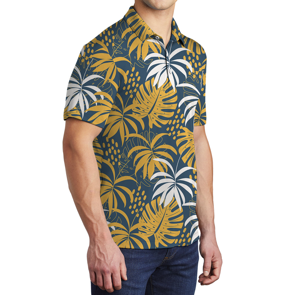 Men’s Hawaiian Polo Shirt With Custom Dogs Face on the Back