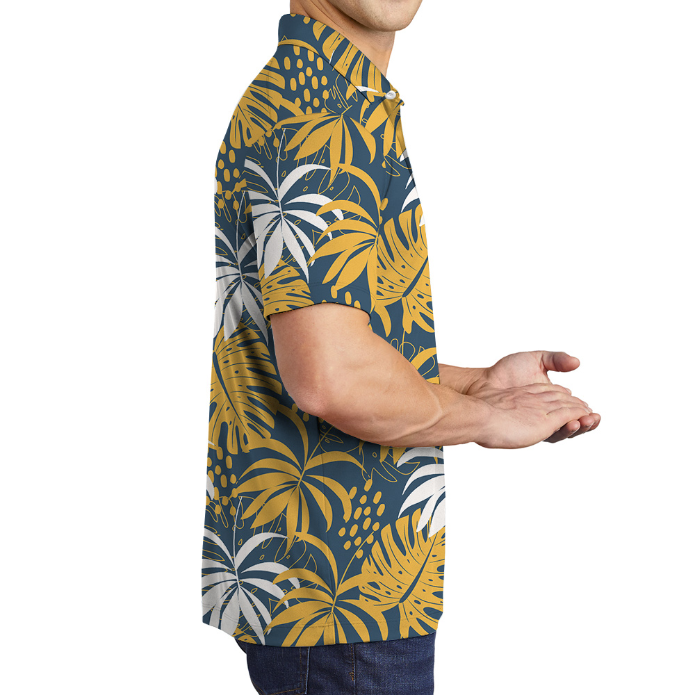 Men’s Hawaiian Polo Shirt With Custom Dogs Face on the Back