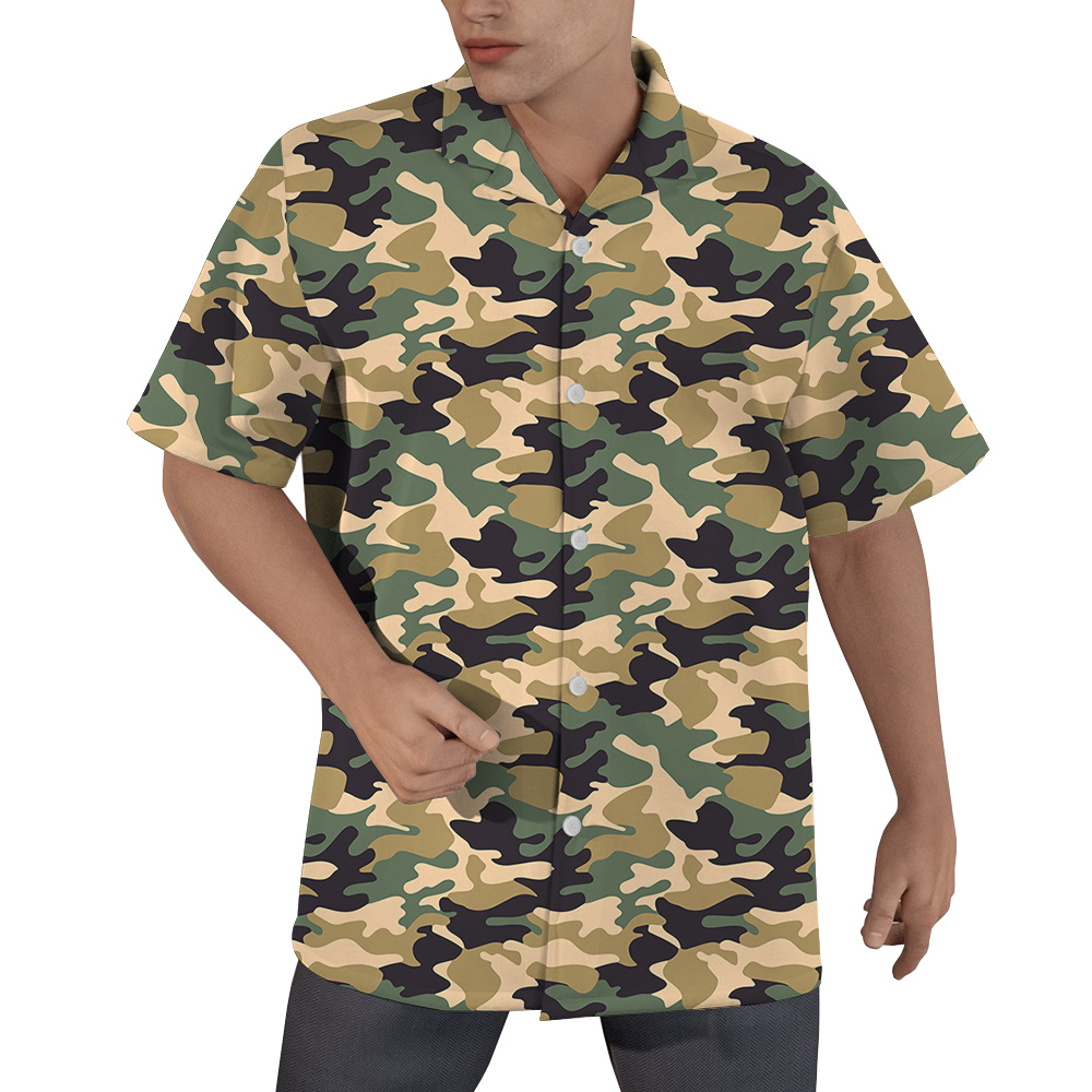 Camouflage Custom Multiple Dog Faces Hawaiian Shirt for Men
