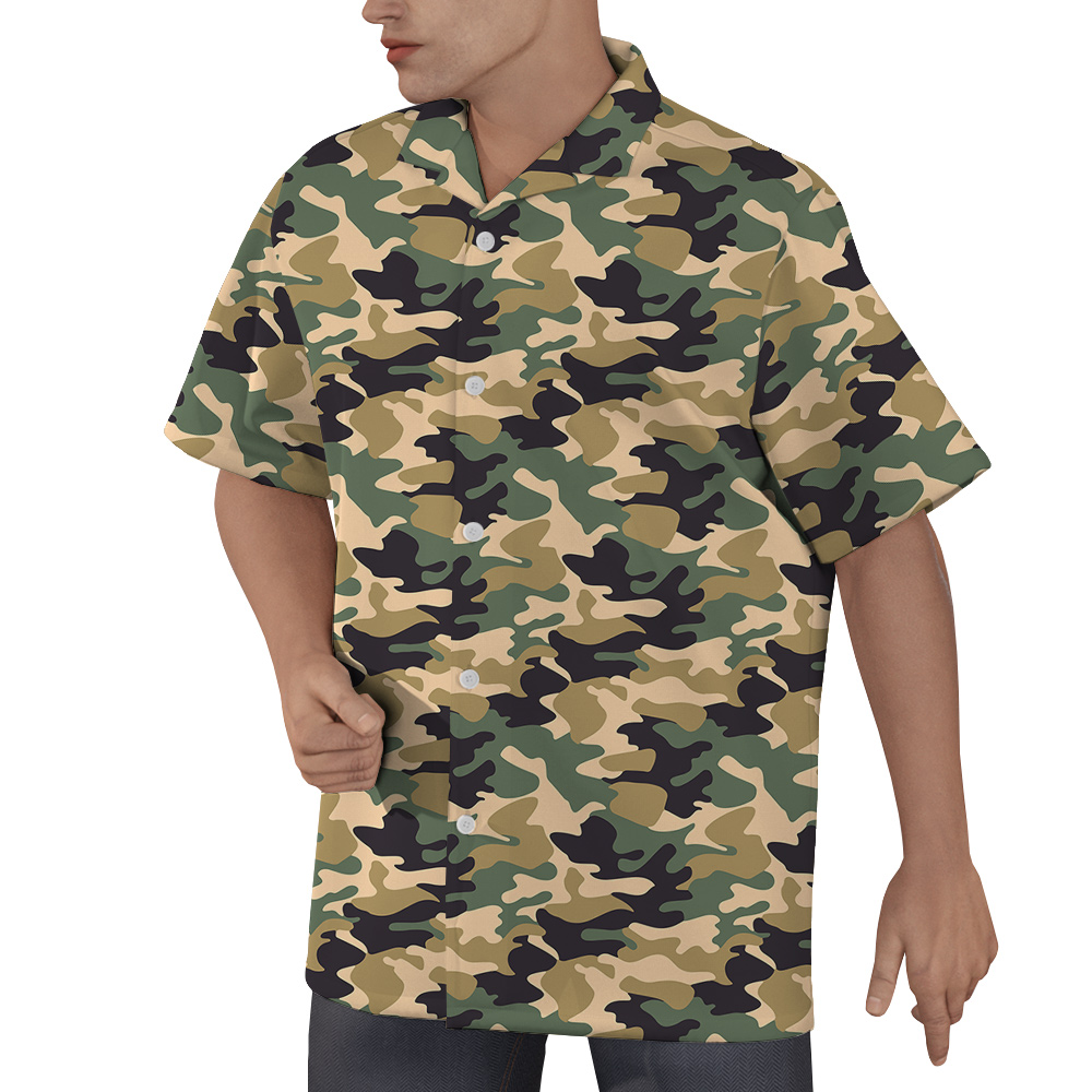 Camouflage Custom Multiple Dog Faces Hawaiian Shirt for Men