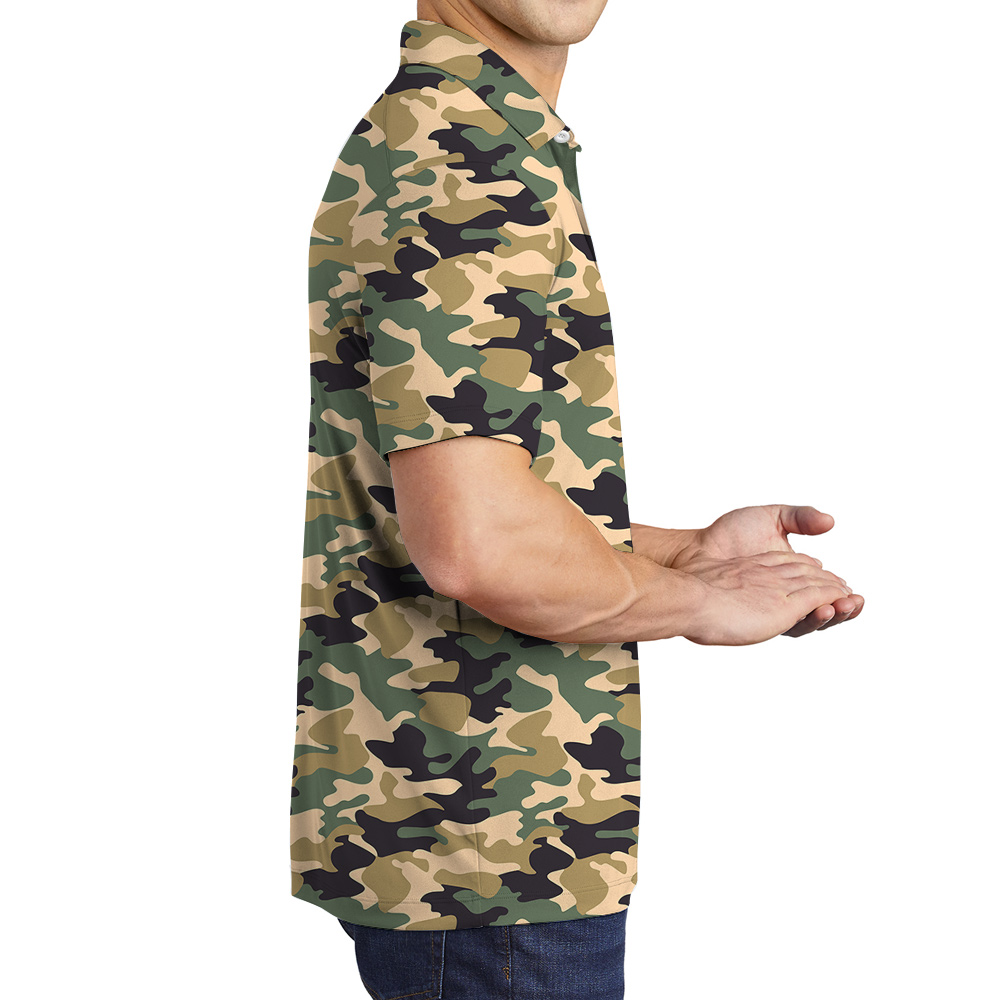 Camouflage Custom Multiple Dog Faces Hawaiian Polo Shirt for Men