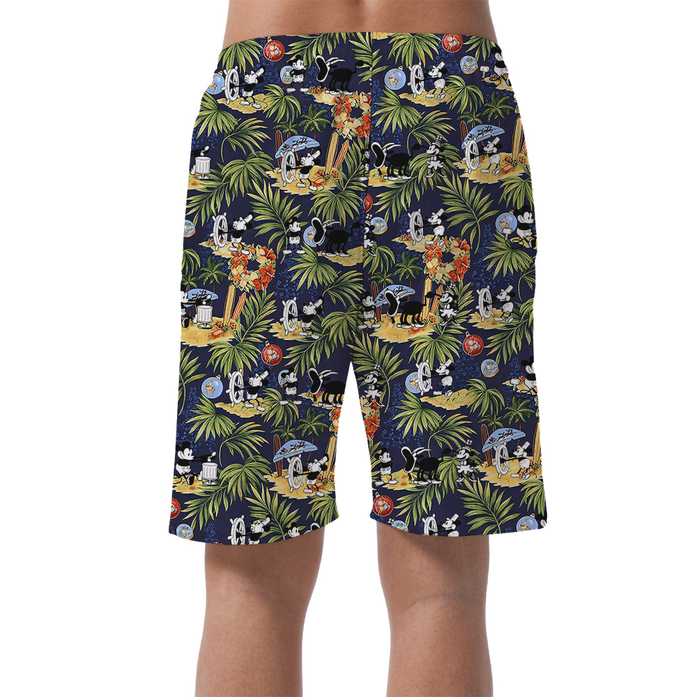 Funny Mickey Steamboat Willie Movie Tropical Beach Shorts For Men