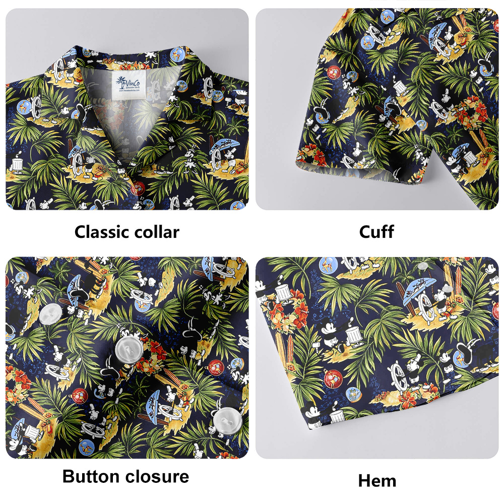 Tropical Mickey Mouse Steamboat Willie Navy Hawaiian Shirt