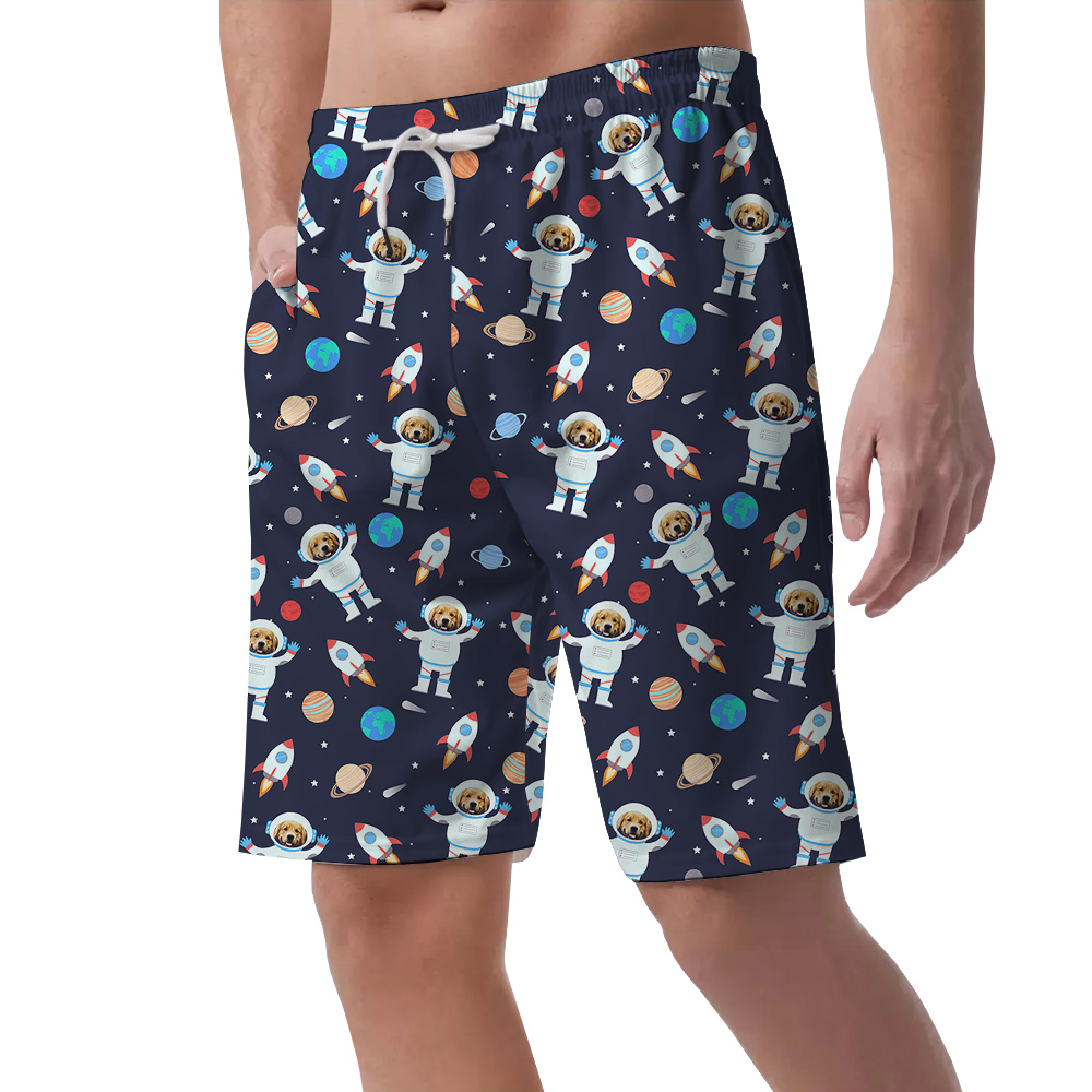 Starry Sky Dog Custom Hawaiian Men Short With Dog Face