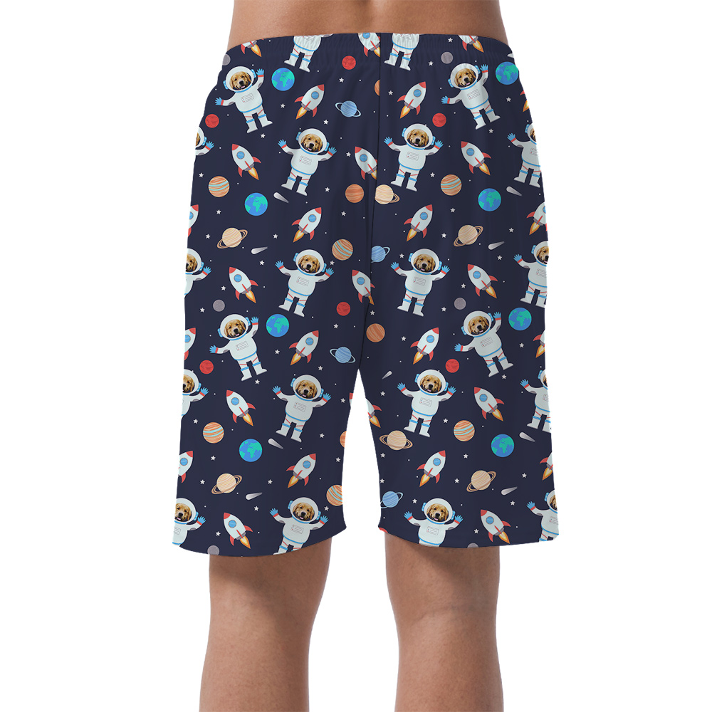 Starry Sky Dog Custom Hawaiian Men Short With Dog Face