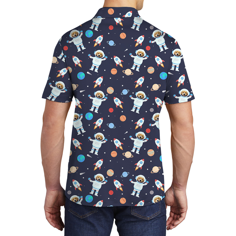Galactic Getaway Dog Custom Hawaiian Men Polo Shirt With Dog Face