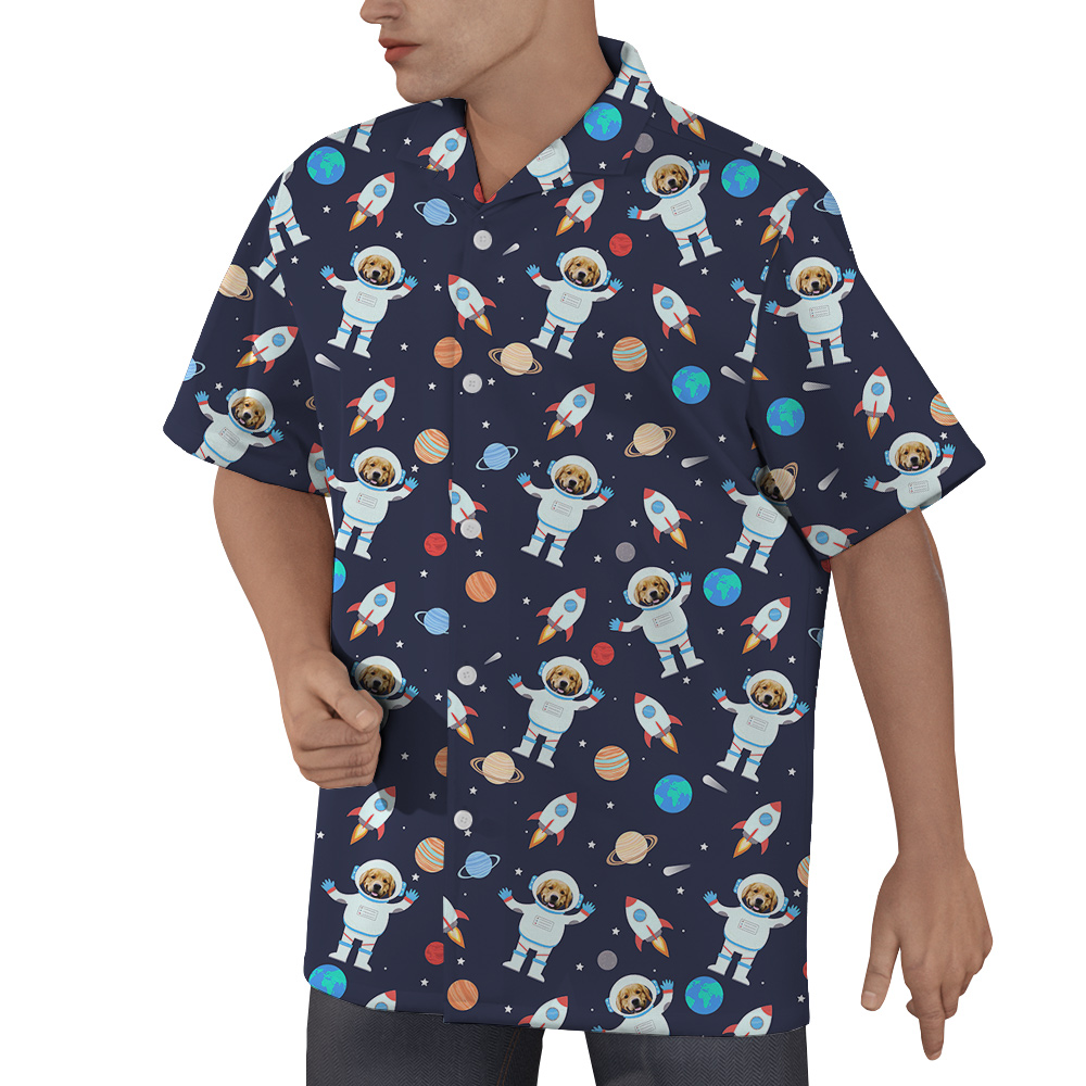 UFO Pooch Party Custom Hawaiian Men Shirt With Dog Face