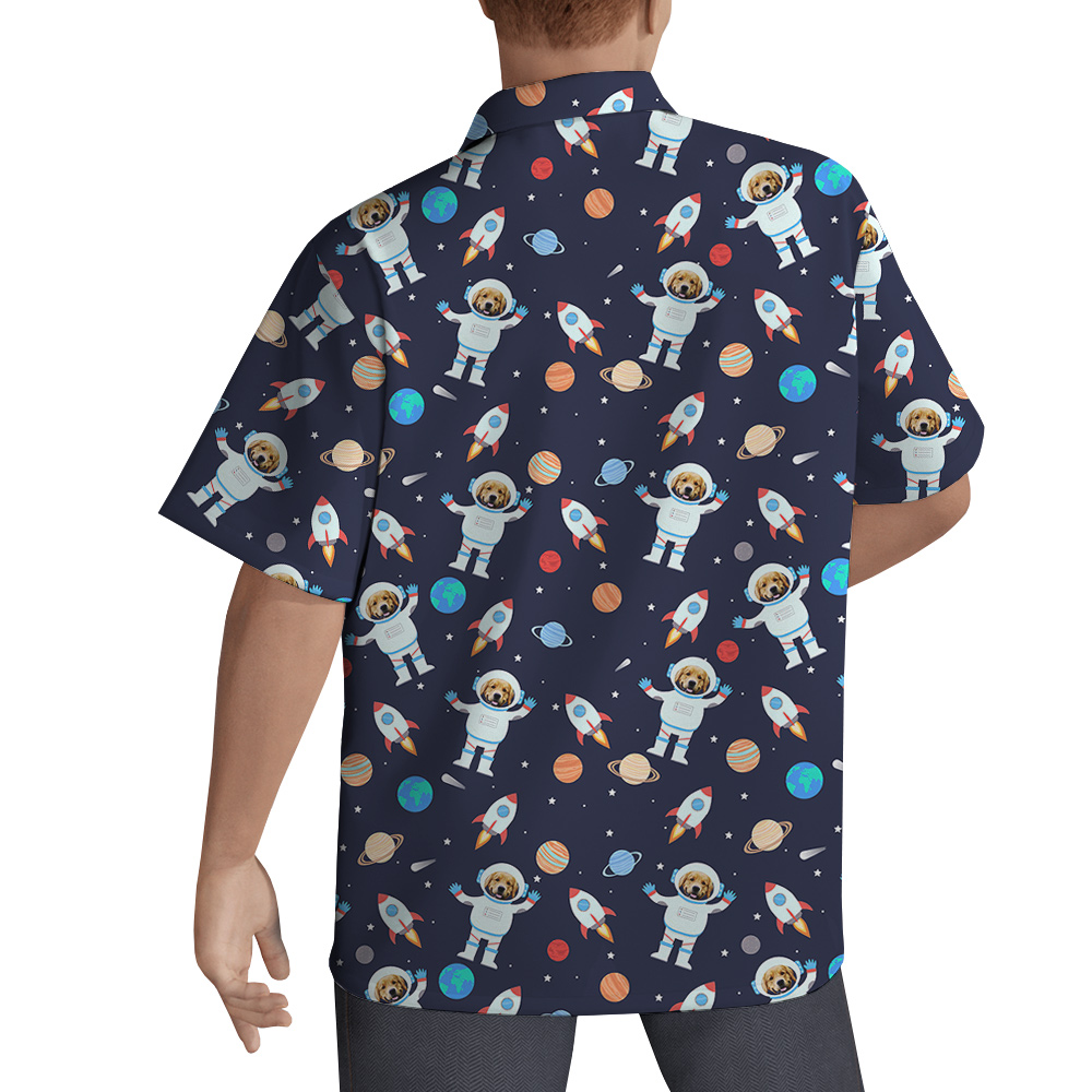 UFO Pooch Party Custom Hawaiian Men Shirt With Dog Face