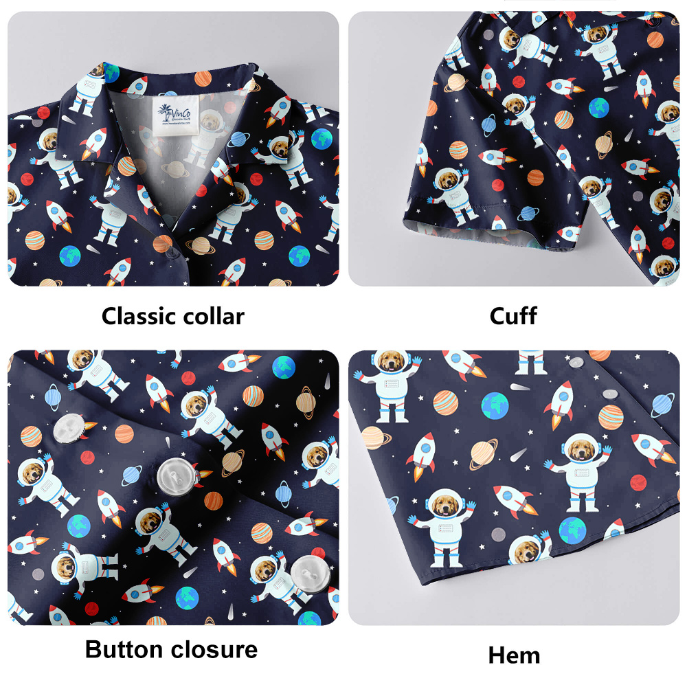 UFO Pooch Party Custom Hawaiian Men Shirt With Dog Face