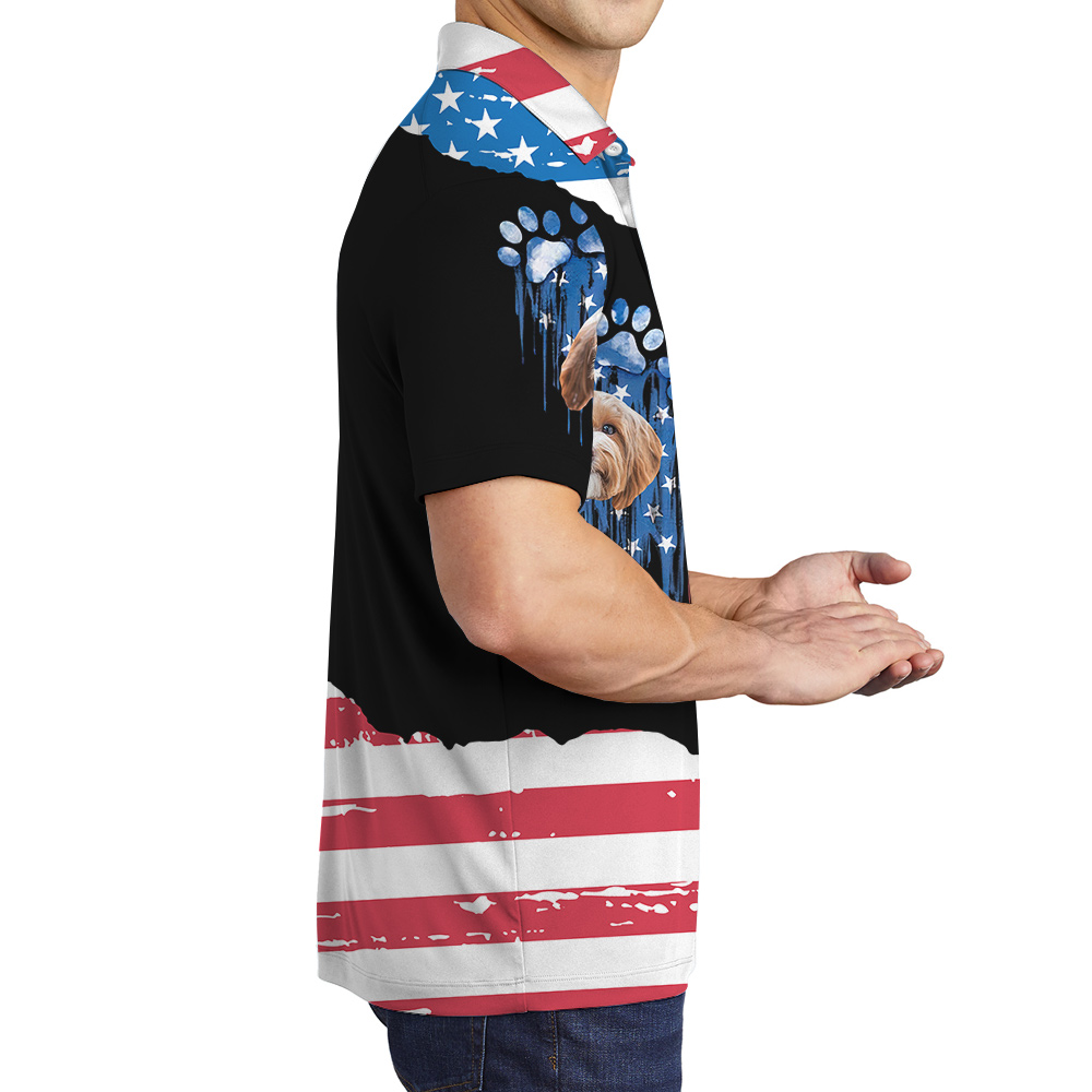 Dog Dad 4th of July Custom Hawaiian Men Polo Shirt with Dog