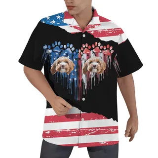 Dog Dad 4th of July Custom Hawaiian Men Shirt with Dog