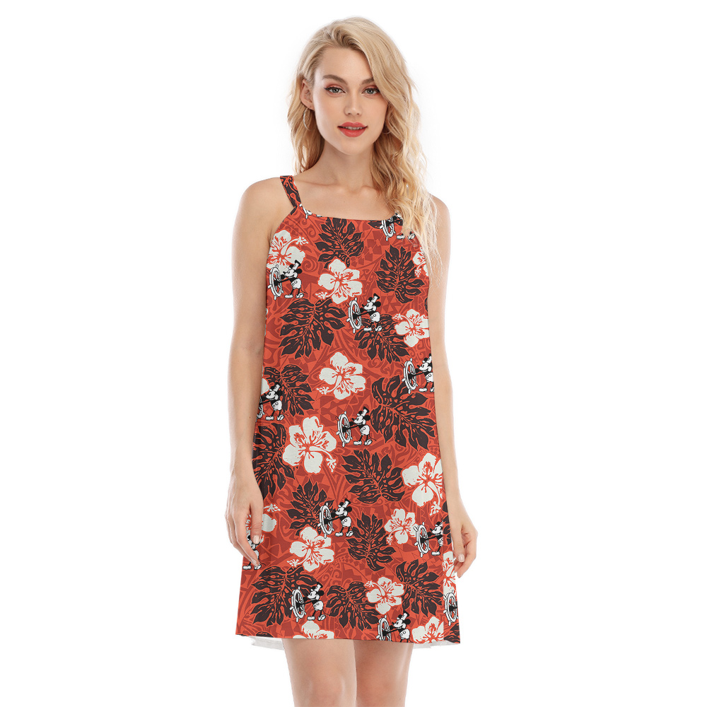 Lovely Steamboat Willie Mickey Mouse Hibiscus Vintage Aloha Dress - variant image 1