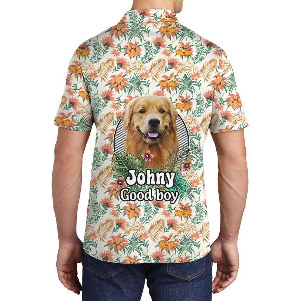 Custom Face and Name Dog Hawaiian Polo Shirt for Men - variant image 1
