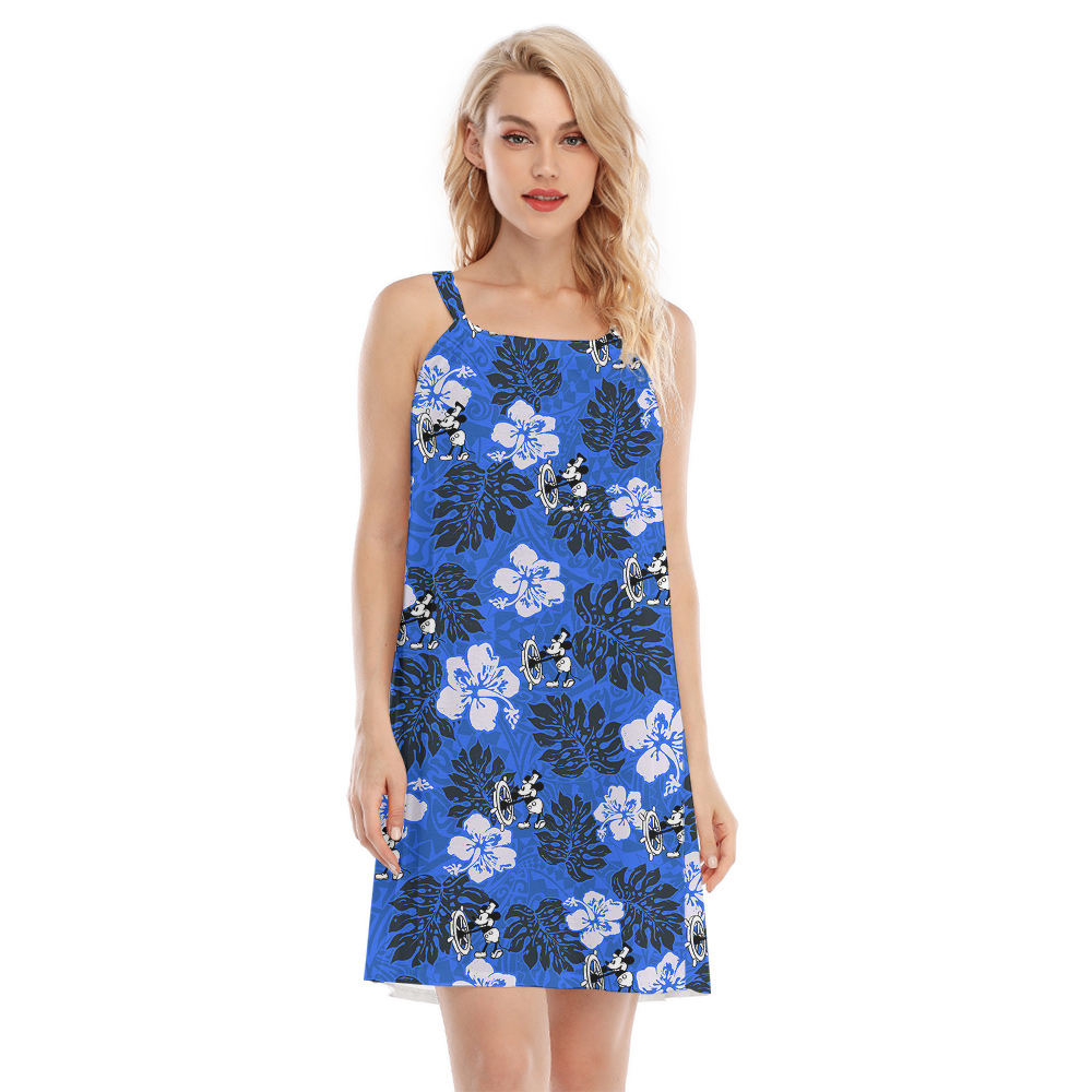 Cute Mickey Steamboat Willie Vintage Hibiscus Hawaiian Cami Dress - variant image 1
