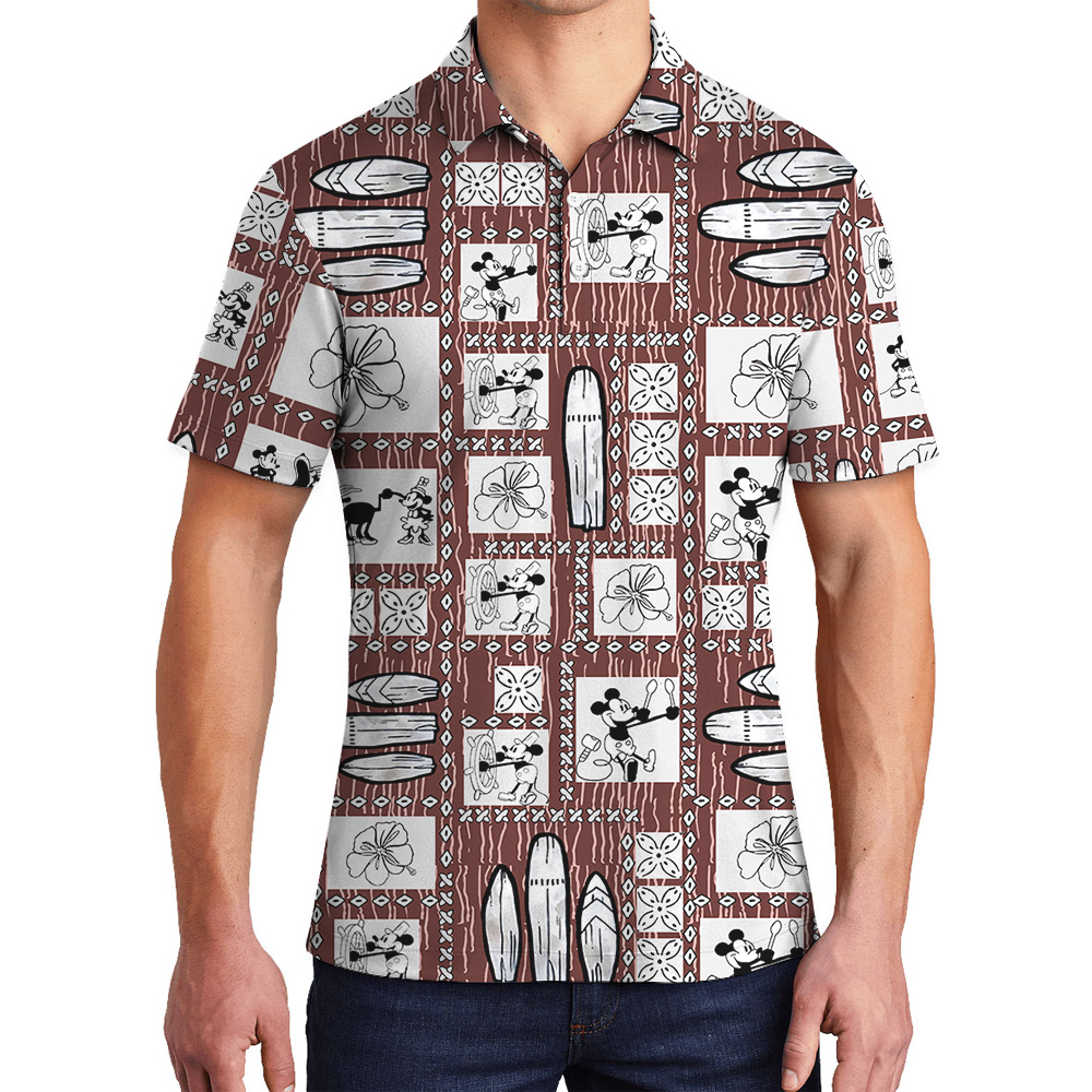 Cute Mickey Steamboat Willie 1928 Vintage Hawaiian Polo Shirt - variant image 1
