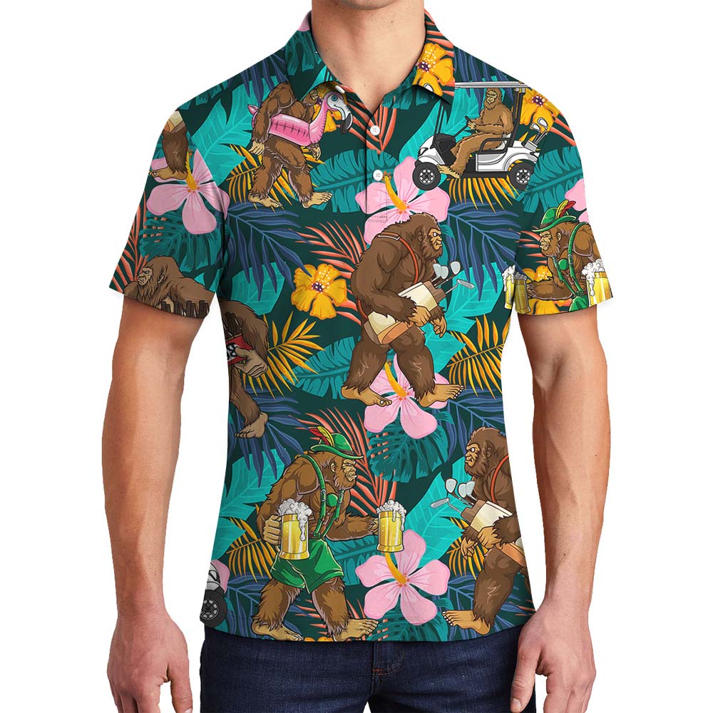 Hawaiian Flower Beer Summer Vacation Polo Men - variant image 1