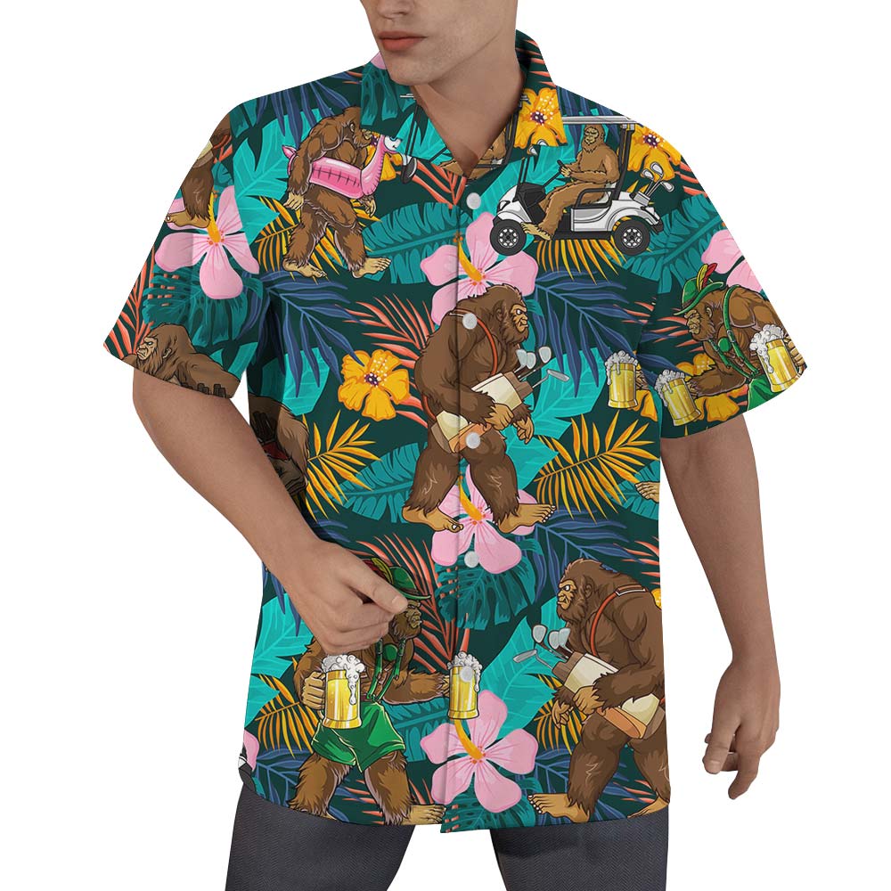 Tropical Summer Hawaiian Chimpanzee Shirt Men - variant image 1
