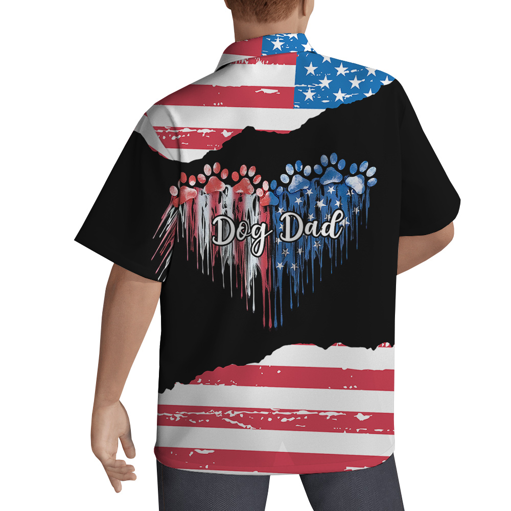 Dog Dad 4th of July Custom Hawaiian Men Shirt with Dog
