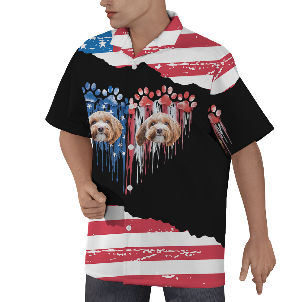 Dog Dad 4th of July Custom Hawaiian Men Shirt with Dog