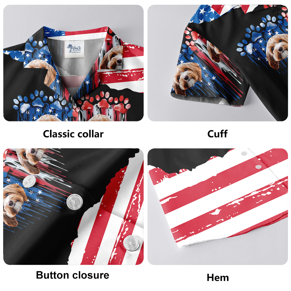 Dog Dad 4th of July Custom Hawaiian Men Shirt with Dog