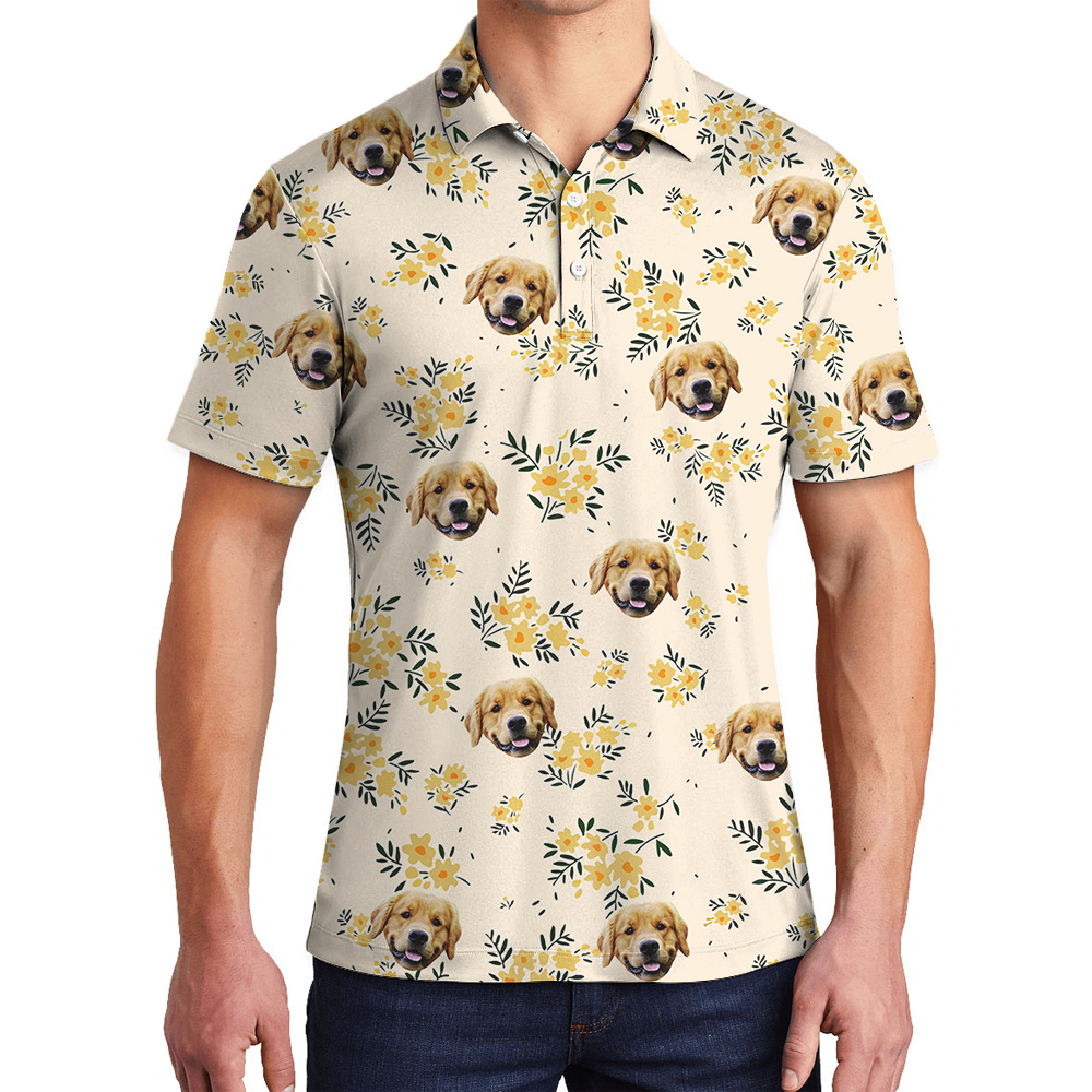 Dog Dad Custom Hawaiian Polo Shirts for Men with Dog