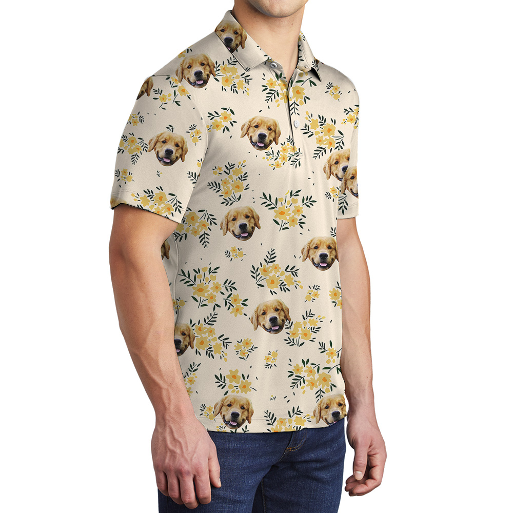 Dog Dad Custom Hawaiian Polo Shirts for Men with Dog