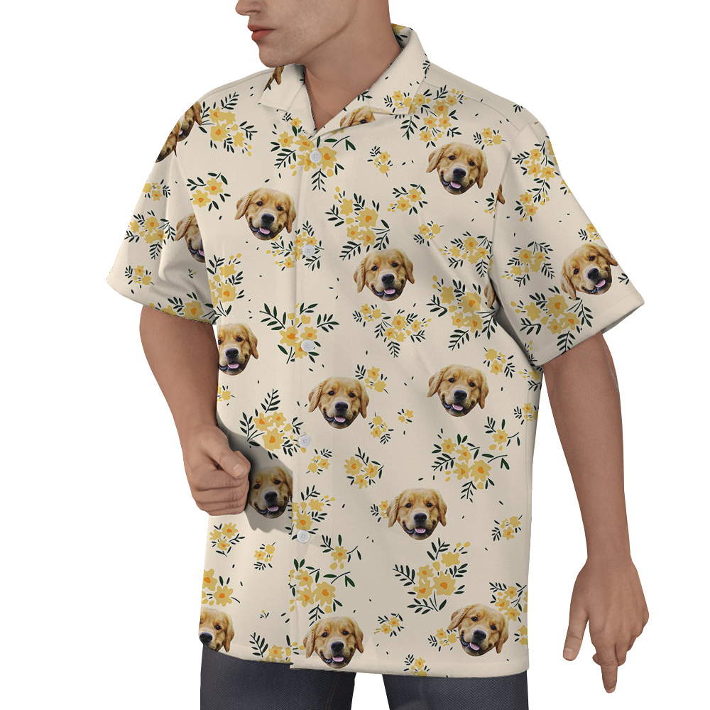 Dog Dad Custom Dog Face On Hawaiian Shirt for Men