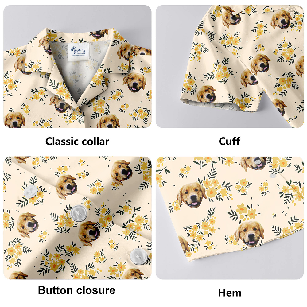 Dog Dad Custom Dog Face On Hawaiian Shirt for Men