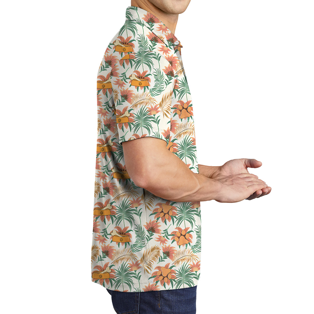 Custom Face and Name Dog Hawaiian Polo Shirt for Men