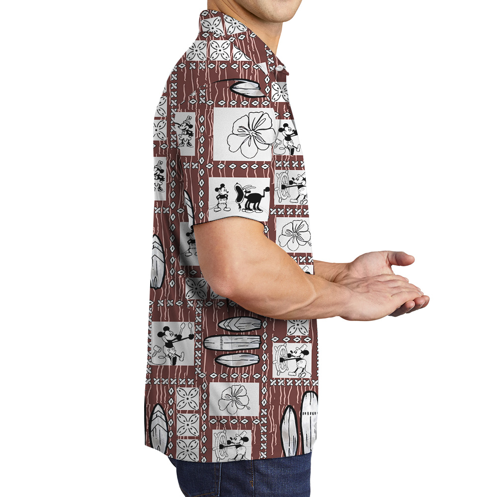 Cute Mickey Steamboat Willie 1928 Vintage Hawaiian Polo Shirt