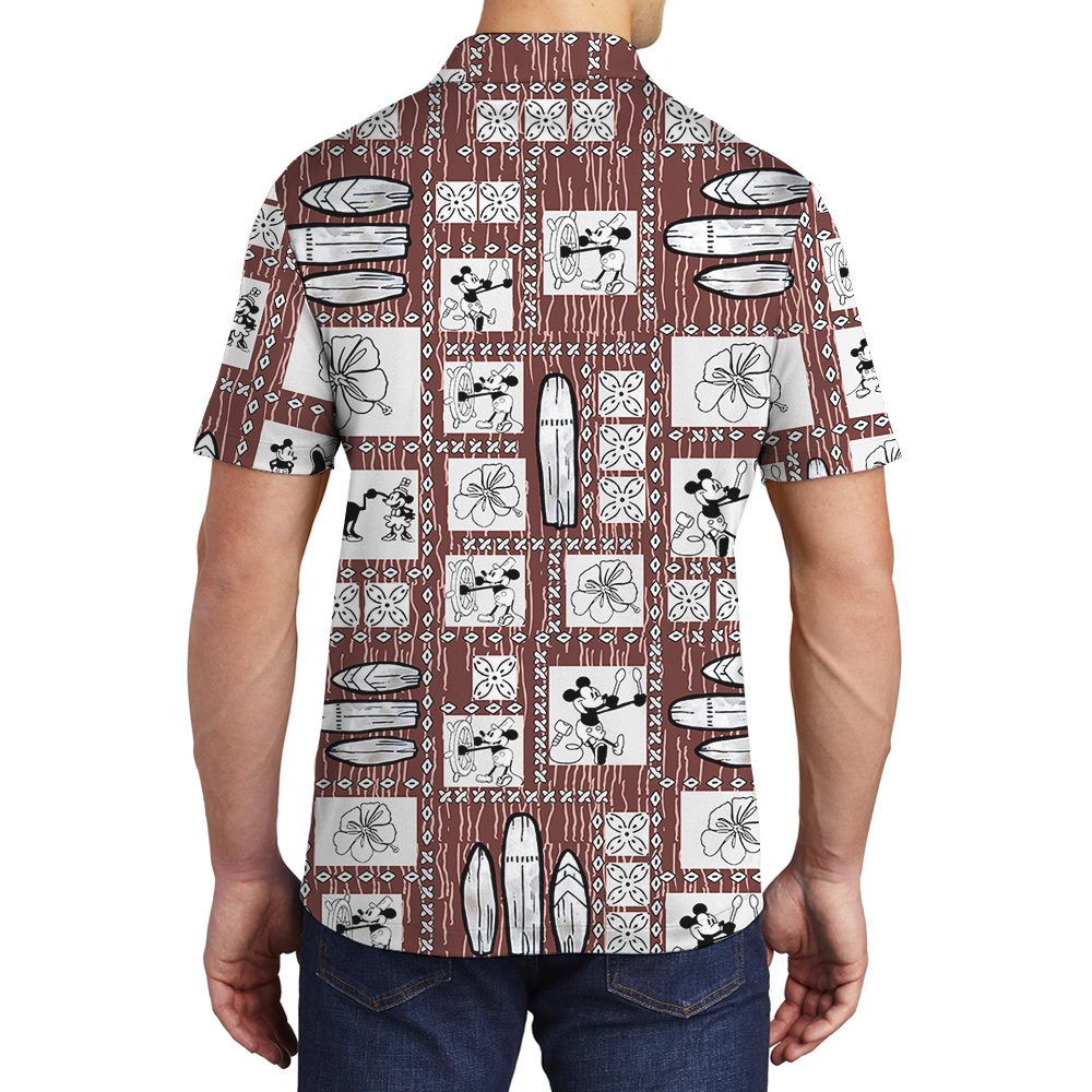 Cute Mickey Steamboat Willie 1928 Vintage Hawaiian Polo Shirt