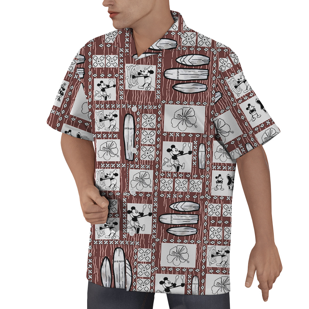 Vintage Mickey Steamboat Willie Aloha Button Up Shirt