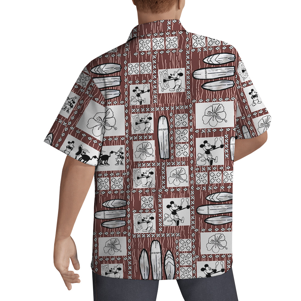 Vintage Mickey Steamboat Willie Aloha Button Up Shirt