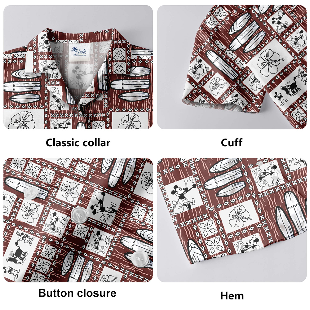 Vintage Mickey Steamboat Willie Aloha Button Up Shirt