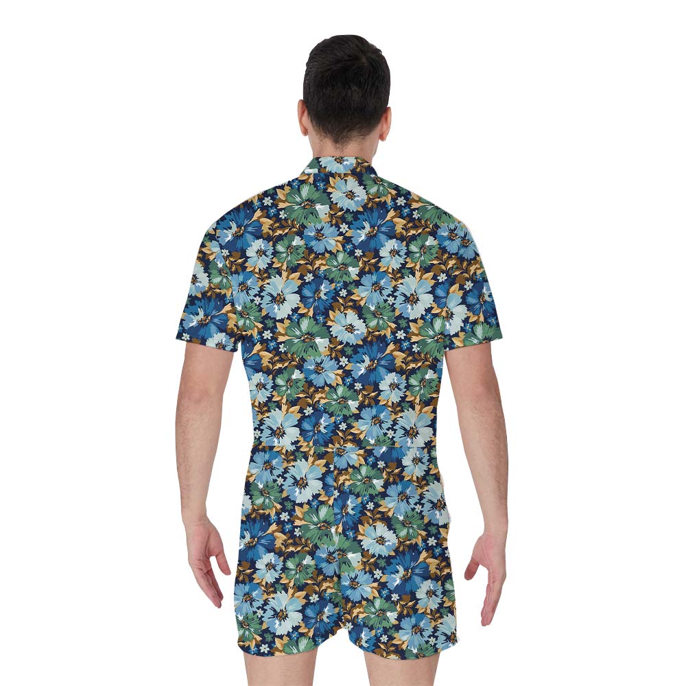 Tropical Summer Flower Hawaiian Romper Men