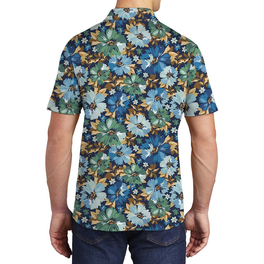 Flower Hawaiian Summer Time Polo Men