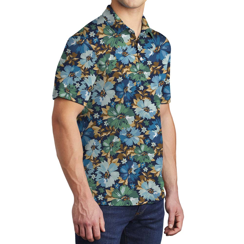 Flower Hawaiian Summer Time Polo Men