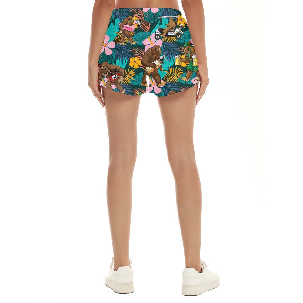 Hawaiian Tropical Flower Summer Trees Shorts Women