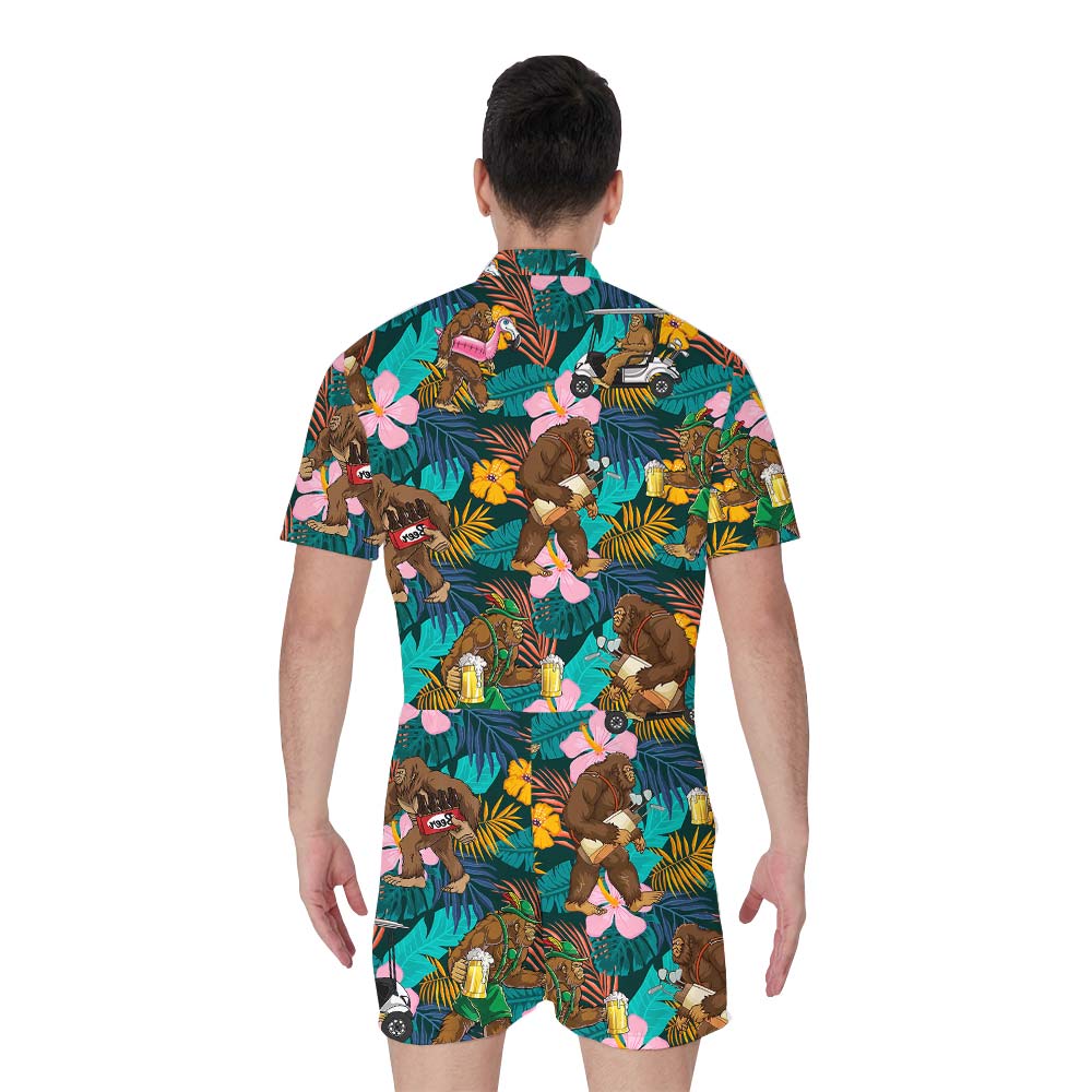 Hawaiian Romper Men Tropical Summer Golf