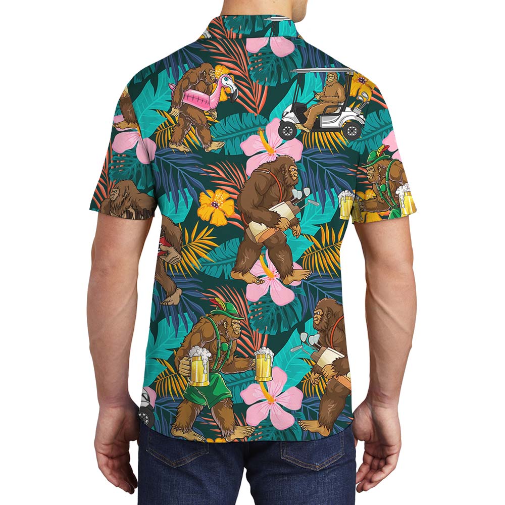 Hawaiian Flower Beer Summer Vacation Polo Men